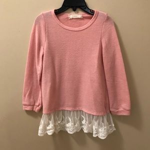 Soprano Thin Sweater with Lace Trim